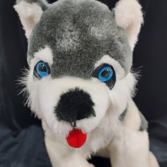 Gray Wolf /Husky Dog Plush 10" Shalom Toy Co Stuffed Animal Toy with Blue Eyes - Picture 11 of 16